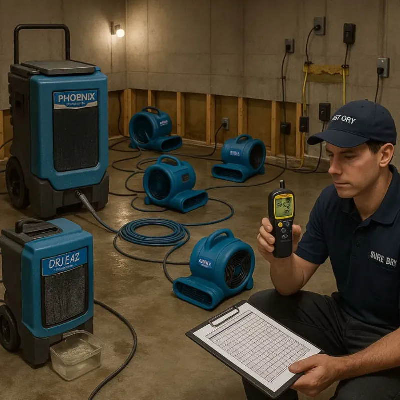 Structural Drying and Dehumidification process in Dunlap, OH